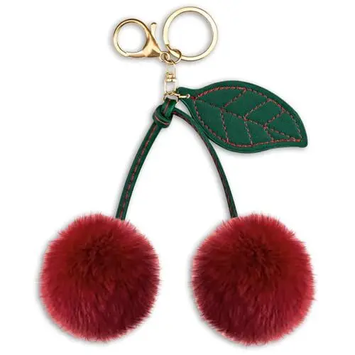 Kirsche weinrot fluffy Schlüsselanhänger