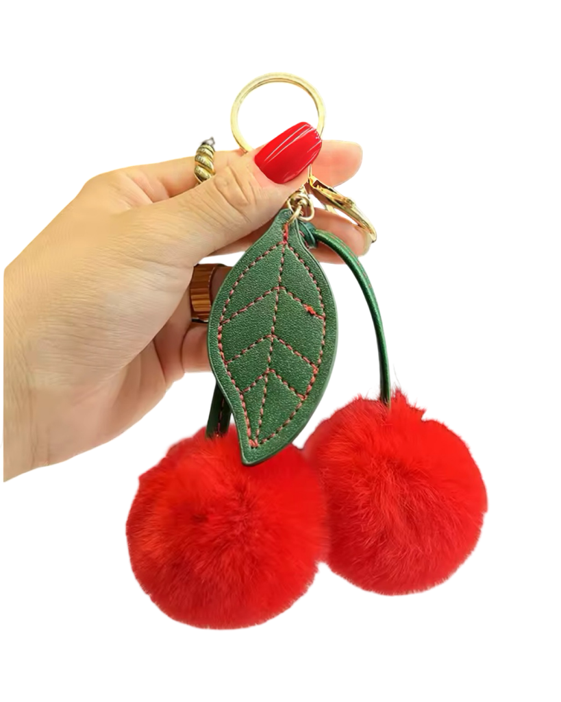 Kirsche rot fluffy Schlüsselanhänger
