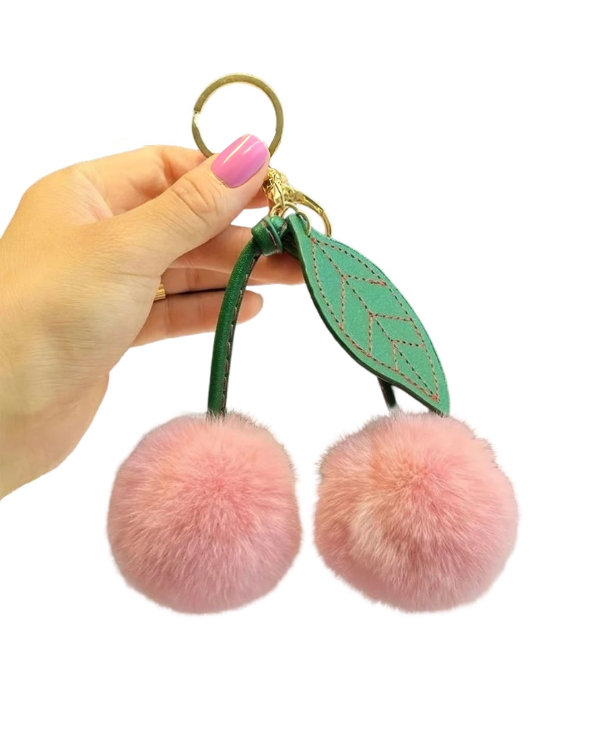 Kirsche hellrosa fluffy Schlüsselanhänger
