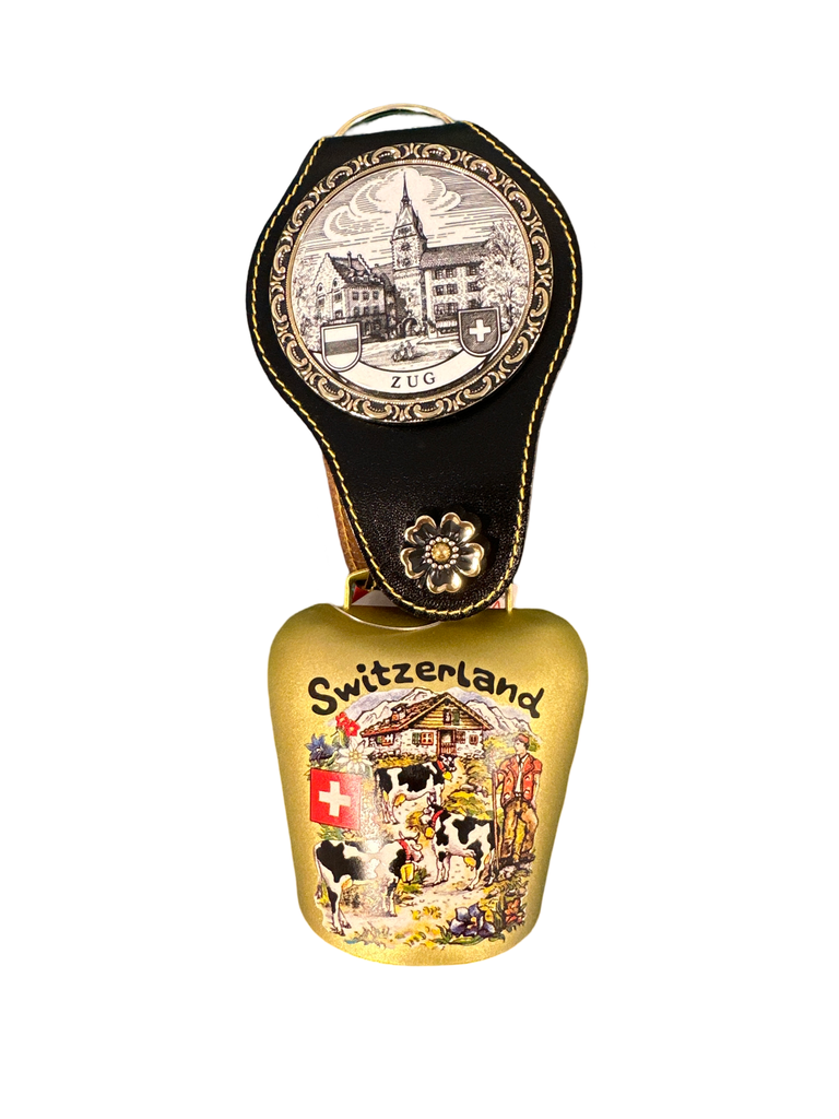 Glocke 6 cm gelb Alpaufzug mit Rosette Zug