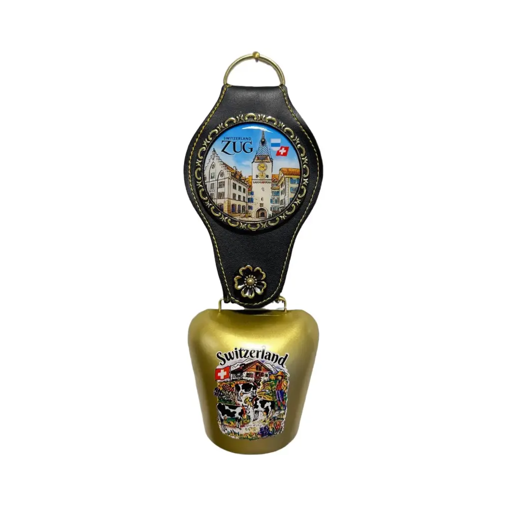 Glocke 6 cm gelb Alpaufzug mit Rosette Zug