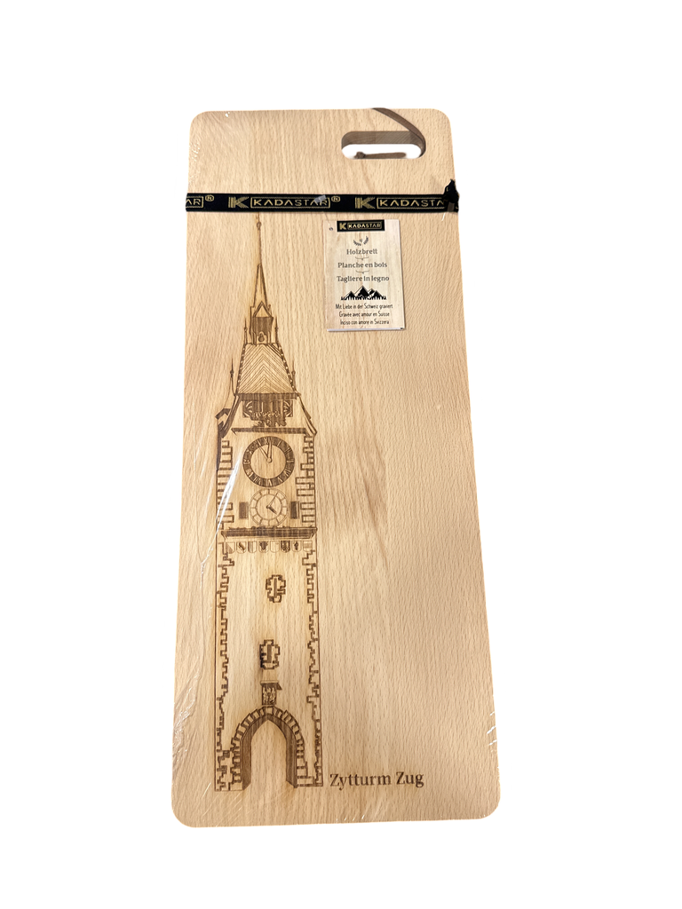 Holzbrett Modern mit Zytturm, 50cm