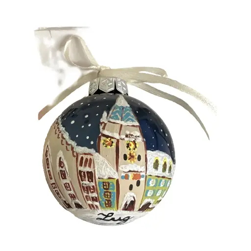 [6799] Weihnachtskugel blau Zytturm Zug handgemacht 