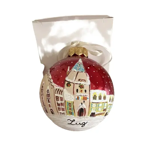 [6800] Weihnachtskugel rot Zytturm Zug handgemacht 
