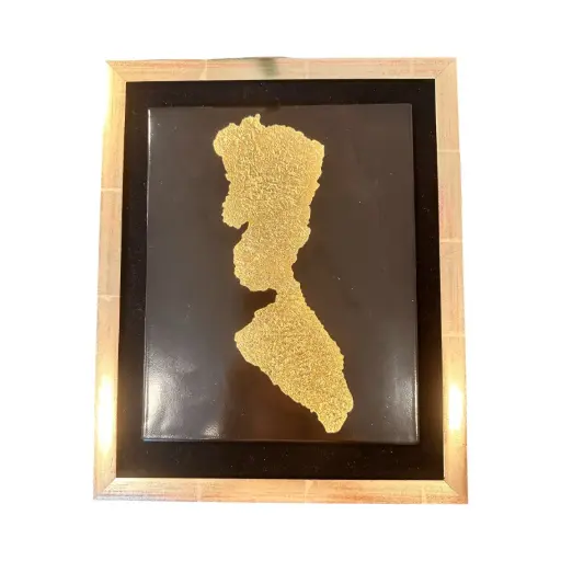 [6847] Porzellan Bild ZugerSee Gold 26x32 cm