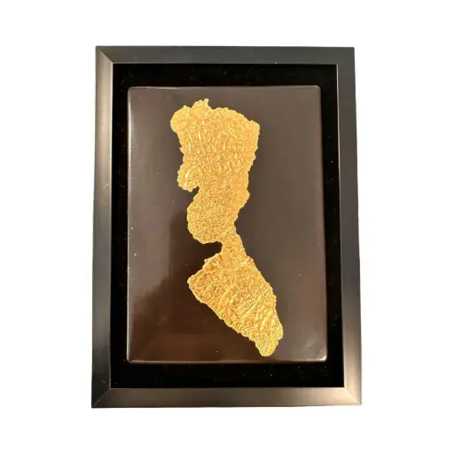 [6849] Porzellan Bild ZugerSee Gold 17x23 cm 