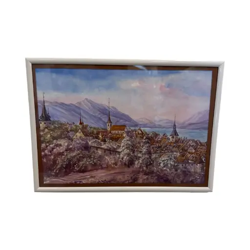 [6879] Original Kunstwerk Panorama Zug Auarell 