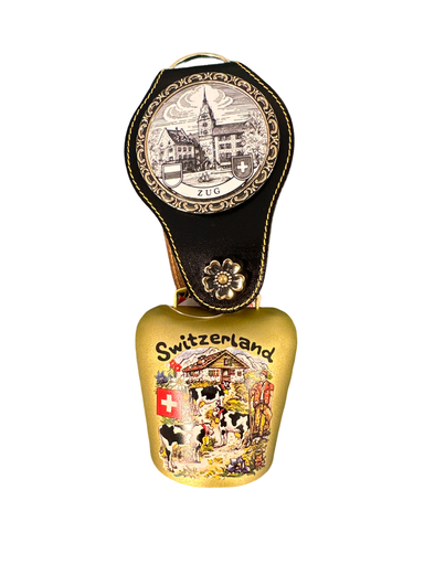 [0049] Glocke 6 cm gelb Alpaufzug mit Rosette Zug